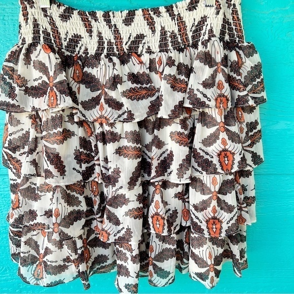 ANTHRO LET ME BE RUFFLE SHEER TIERED FOREST FAIRY FLORAL MINI SKIRT XL NWT - Picture 7 of 16